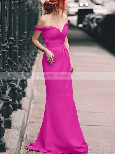 Satin Sheath Column Pink Off The Shoulder Homecoming Dress Satin Sheath Column Pink Off The Shoulder Homecoming Dress
