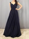 Empire V-neck Chiffon Floor-length Appliques Lace Prom Dresses #Milly020105081