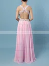 A-line V-neck Chiffon Floor-length Appliques Lace Prom Dresses #Milly020105095