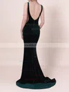 Trumpet/Mermaid Scoop Neck Velvet Sweep Train Prom Dresses #Milly020105097