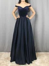 Princess Off-the-shoulder Satin Velvet Floor-length Pockets Prom Dresses #Milly020105101
