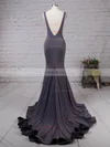 Trumpet/Mermaid V-neck Jersey Sweep Train Prom Dresses #Milly020105110