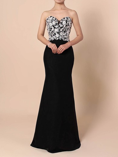 Sheath/Column Sweetheart Chiffon Floor-length Appliques Lace Prom Dresses #Milly020105120