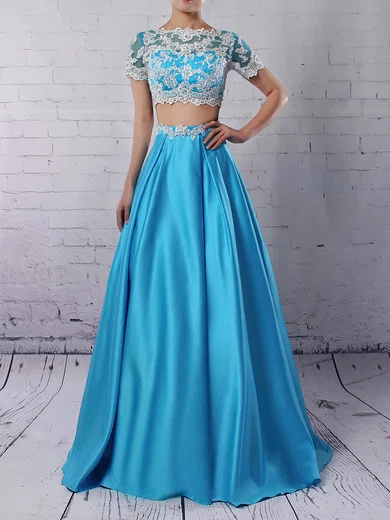 Ball Gown Scoop Neck Satin Floor-length Beading Prom Dresses #Milly020105140