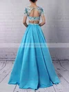 Ball Gown Scoop Neck Satin Floor-length Beading Prom Dresses #Milly020105140