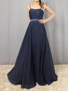 A-line Scoop Neck Chiffon Floor-length Appliques Lace Prom Dresses #Milly020105862