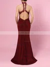 Sheath/Column High Neck Jersey Floor-length Beading Prom Dresses #Milly020105864