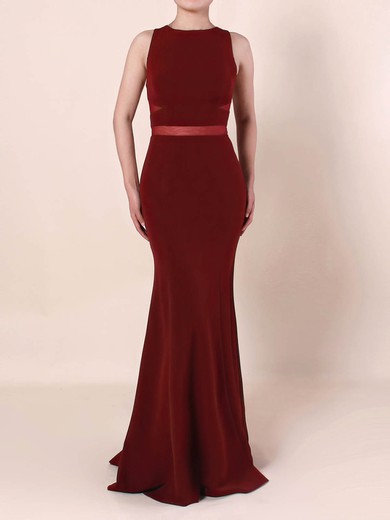 Sheath/Column Scoop Neck Jersey Sweep Train Prom Dresses #Milly020105919