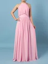 A-line Scoop Neck Chiffon Floor-length Lace Bridesmaid Dresses #Milly01013528