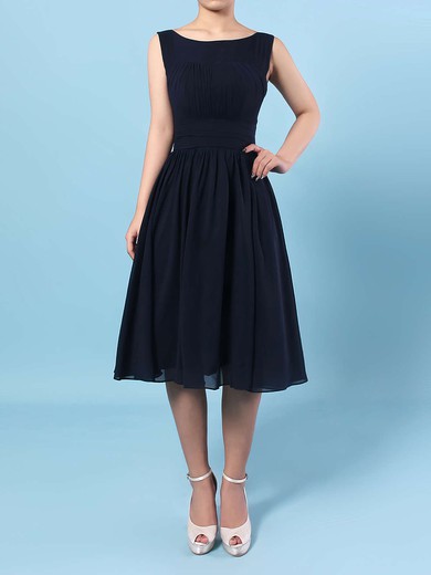 A-line Scoop Neck Chiffon Knee-length Ruffles Bridesmaid Dresses #Milly01013535