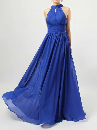 A-line Scoop Neck Chiffon Floor-length Ruffles Bridesmaid Dresses #Milly01013538