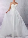 A-line Sweetheart Tulle Sweep Train Wedding Dresses With Appliques Lace #Milly00023130