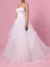 Ball Gown Sweetheart Lace Tulle Sweep Train Wedding Dresses With Cascading Ruffles #Milly00023172