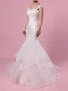 Trumpet/Mermaid Sweetheart Organza Sweep Train Wedding Dresses With Cascading Ruffles #Milly00023180