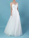 Ball Gown Illusion Tulle Sweep Train Wedding Dresses With Appliques Lace #Milly00023205