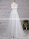 Ball Gown Scoop Neck Tulle Sweep Train Appliques Lace Wedding Dresses #Milly00023205