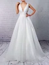Ball Gown V-neck Organza Sweep Train Wedding Dresses With Pockets #Milly00023224