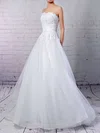 Ball Gown Straight Tulle Sweep Train Wedding Dresses With Beading #Milly00023236