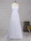 A-line Sweetheart Chiffon Sweep Train Wedding Dresses With Beading #Milly00023249