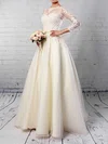 Ball Gown Illusion Tulle Sweep Train Wedding Dresses With Appliques Lace #Milly00023285