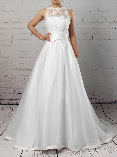 Ball Gown Illusion Organza Court Train Wedding Dresses With Pockets #Milly00023262