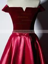 Ball Gown Off-the-shoulder Satin Velvet Floor-length Sashes / Ribbons Prom Dresses #Milly020106129