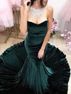 Trumpet/Mermaid Sweetheart Velvet Sweep Train Prom Dresses #Milly020106139