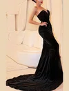 Trumpet/Mermaid V-neck Velvet Sweep Train Prom Dresses #Milly020106143