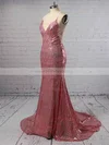Trumpet/Mermaid V-neck Sequined Sweep Train Prom Dresses #Milly020106169