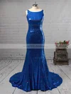 Trumpet/Mermaid Scoop Neck Sequined Sweep Train Prom Dresses #Milly020106172