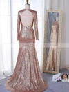 Trumpet/Mermaid Scoop Neck Sequined Sweep Train Prom Dresses #Milly020106201