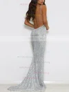 Trumpet/Mermaid V-neck Sequined Sweep Train Prom Dresses #Milly020106202