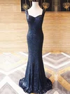 Trumpet/Mermaid V-neck Sequined Sweep Train Prom Dresses #Milly020106212