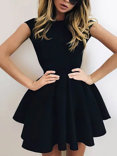 Black Satin Tiered Homecoming Dresses #Milly020106282