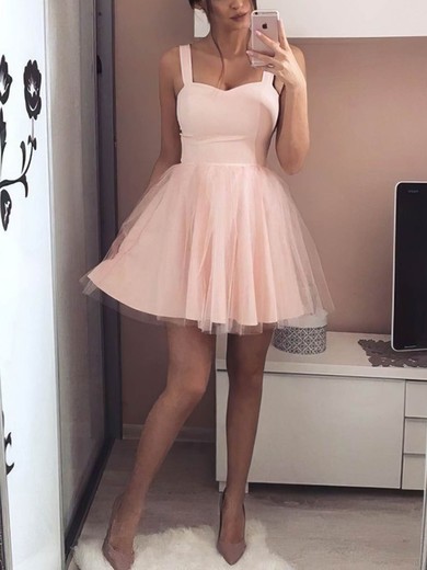 A-line Sweetheart Tulle Short/Mini Short Prom Dresses #Milly020106308