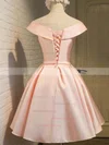 Princess V-neck Satin Knee-length Bow Prom Dresses #Milly020106311