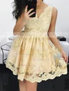 A-line V-neck Lace Short/Mini Prom Dresses #Milly020106334
