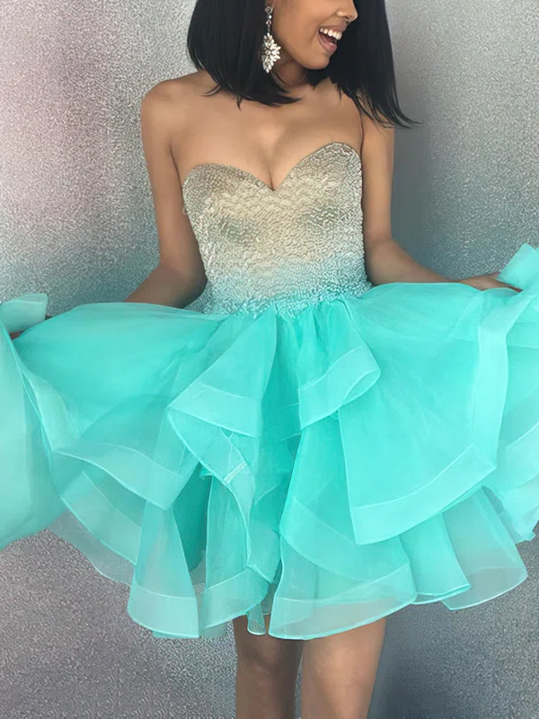 Ball Gown Sweetheart Organza Short/Mini Homecoming Dresses With Beading #Milly020106338