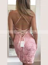 Sheath/Column Halter Lace Short/Mini Prom Dresses #Milly020106347