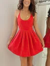 A-line Scoop Neck Satin Short/Mini Homecoming Dresses #Milly020106354