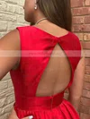 A-line V-neck Satin Short/Mini Ruffles Prom Dresses #Milly020106365