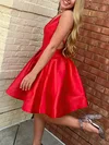 Ball Gown V-neck Satin Knee-length Homecoming Dresses #Milly020106366