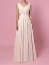 A-line V-neck Chiffon Floor-length Lace Bridesmaid Dresses #Milly01013470