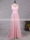 A-line Scoop Neck Lace Chiffon Floor-length Ruffles Bridesmaid Dresses #Milly01013478