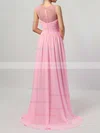 A-line Scoop Neck Lace Chiffon Floor-length Ruffles Bridesmaid Dresses #Milly01013478