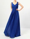 A-line V-neck Chiffon Floor-length Lace Bridesmaid Dresses #Milly01013483