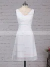 A-line V-neck Chiffon Knee-length Ruffles Bridesmaid Dresses #Milly01013500