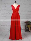 A-line V-neck Chiffon Floor-length Ruffles Bridesmaid Dresses #Milly01013511