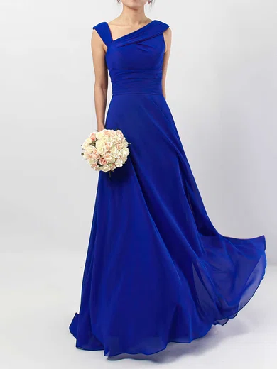 A-line V-neck Chiffon Floor-length Ruffles Bridesmaid Dresses #Milly01013522