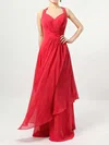A-line V-neck Chiffon Floor-length Ruffles Bridesmaid Dresses #Milly01013526